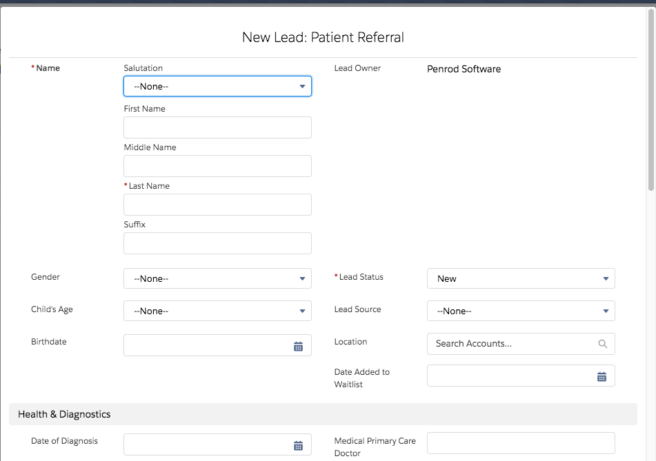 Salesforce Health Cloud Patient Referral Screenshot