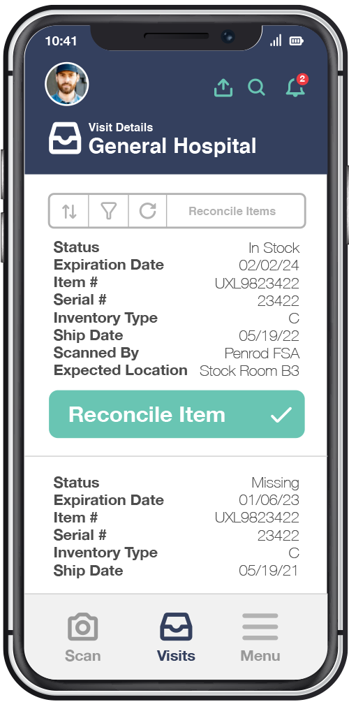 Screenshot of medical device Inventory summaries in Salesforce on a mobile phone