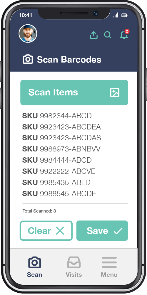 Screenshot of medical device barcode scanning in Salesforce on a mobile phone