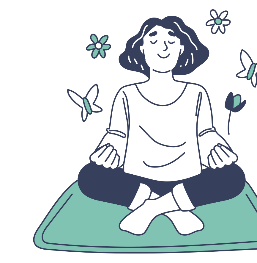 Illustration showing woman meditating